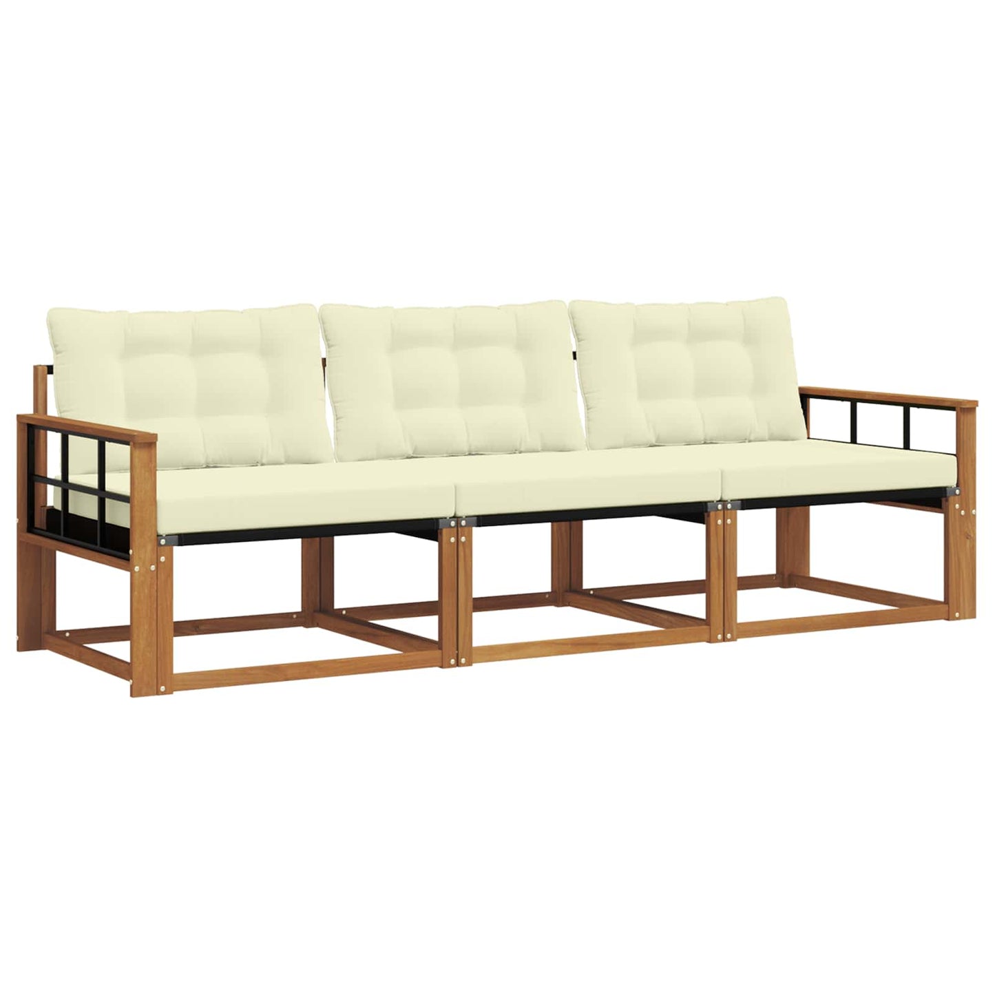 Set di divani da esterno con cuscino 3 pcs Naturale e Crema | homemem39