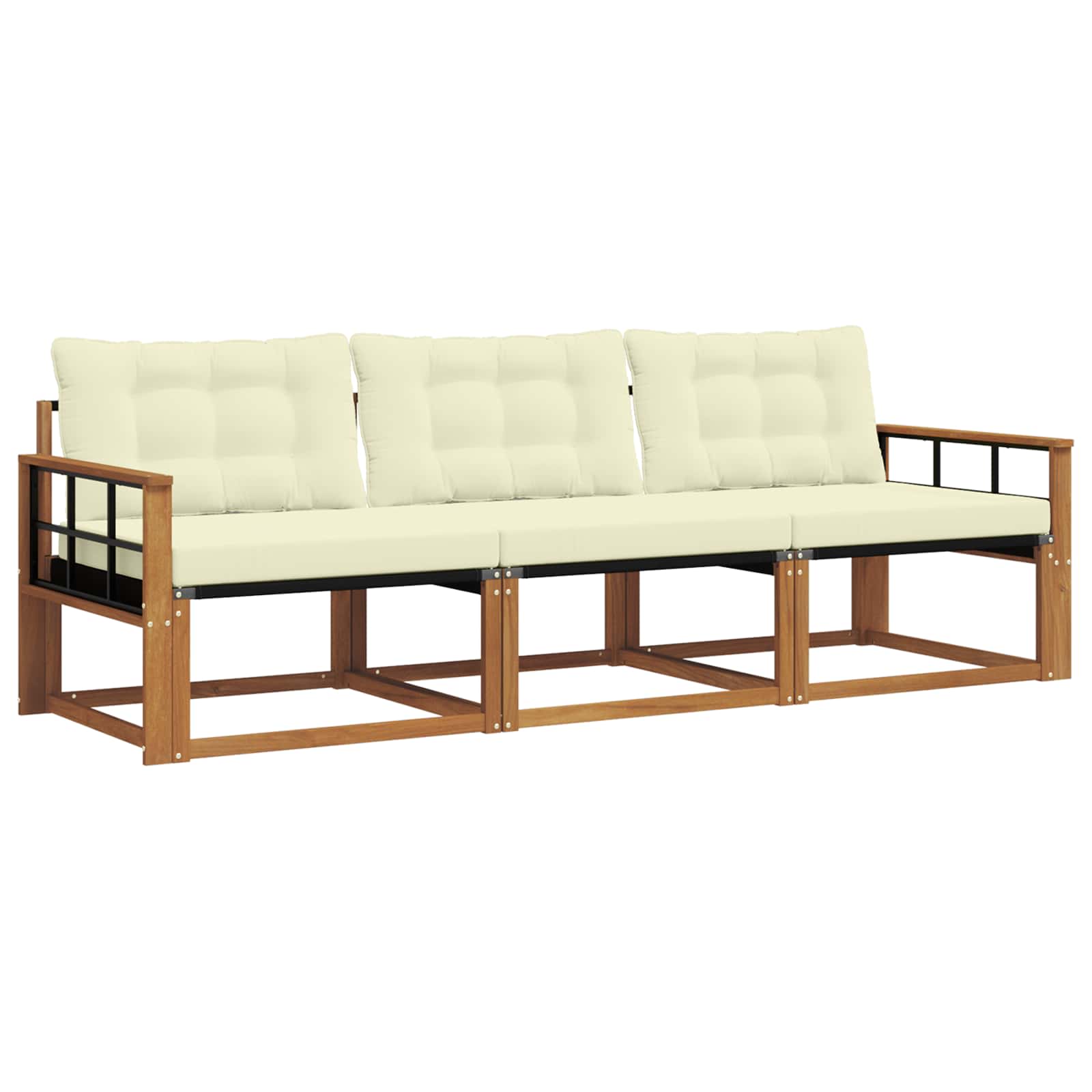 Set di divani da esterno con cuscino 3 pcs Naturale e Crema | homemem39