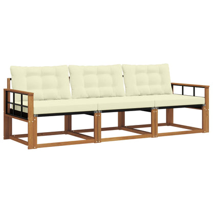 Set di divani da esterno con cuscino 3 pcs Naturale e Crema