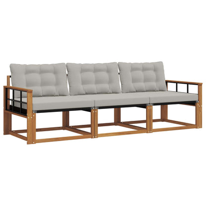 Set di divani da esterno 3 pcs Grigio Naturale e Chiaro