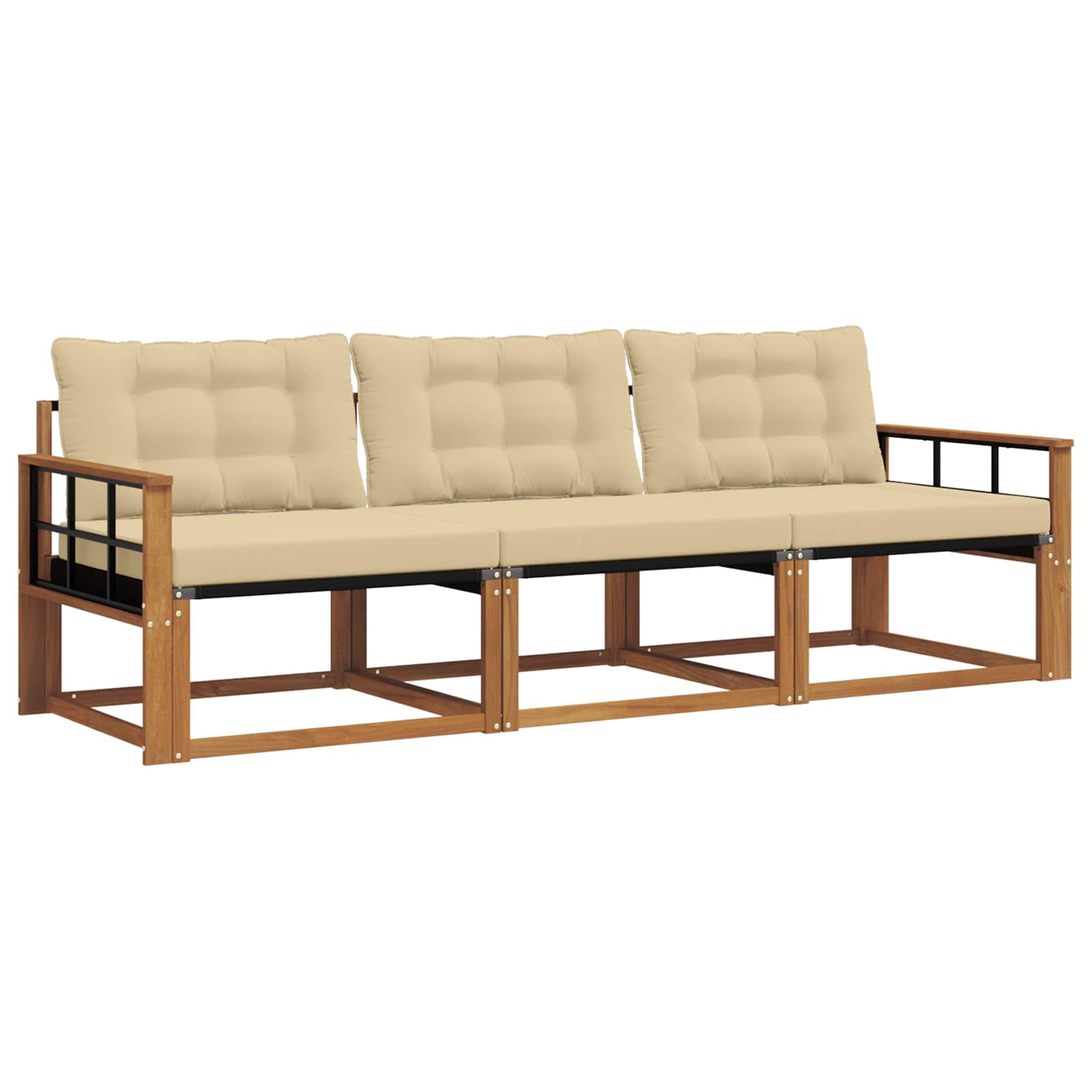 Set di divani da esterno con cuscino 3 pcs Naturale e Beige | homemem39