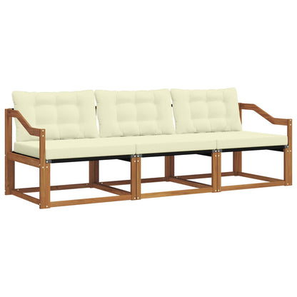 Set di divani da esterno con cuscino 3 pcs Naturale e Crema