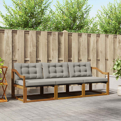 Set di divani da esterno 3 pcs Grigio Naturale e Chiaro
