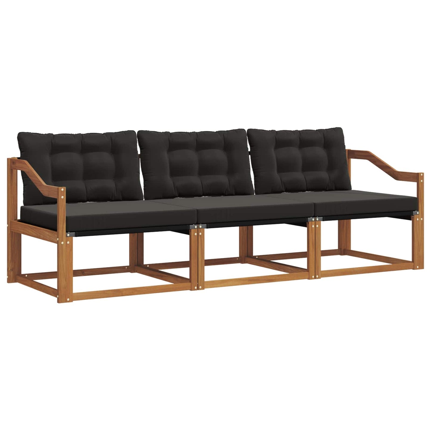 Set di divani da esterno con cuscino 3 pcs Naturale e Nero | homemem39