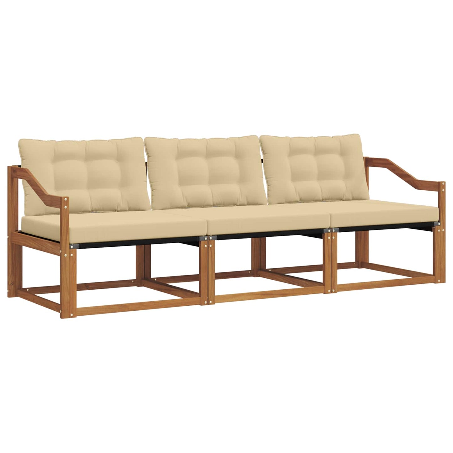 Set di divani da esterno con cuscino 3 pcs Naturale e Beige | homemem39