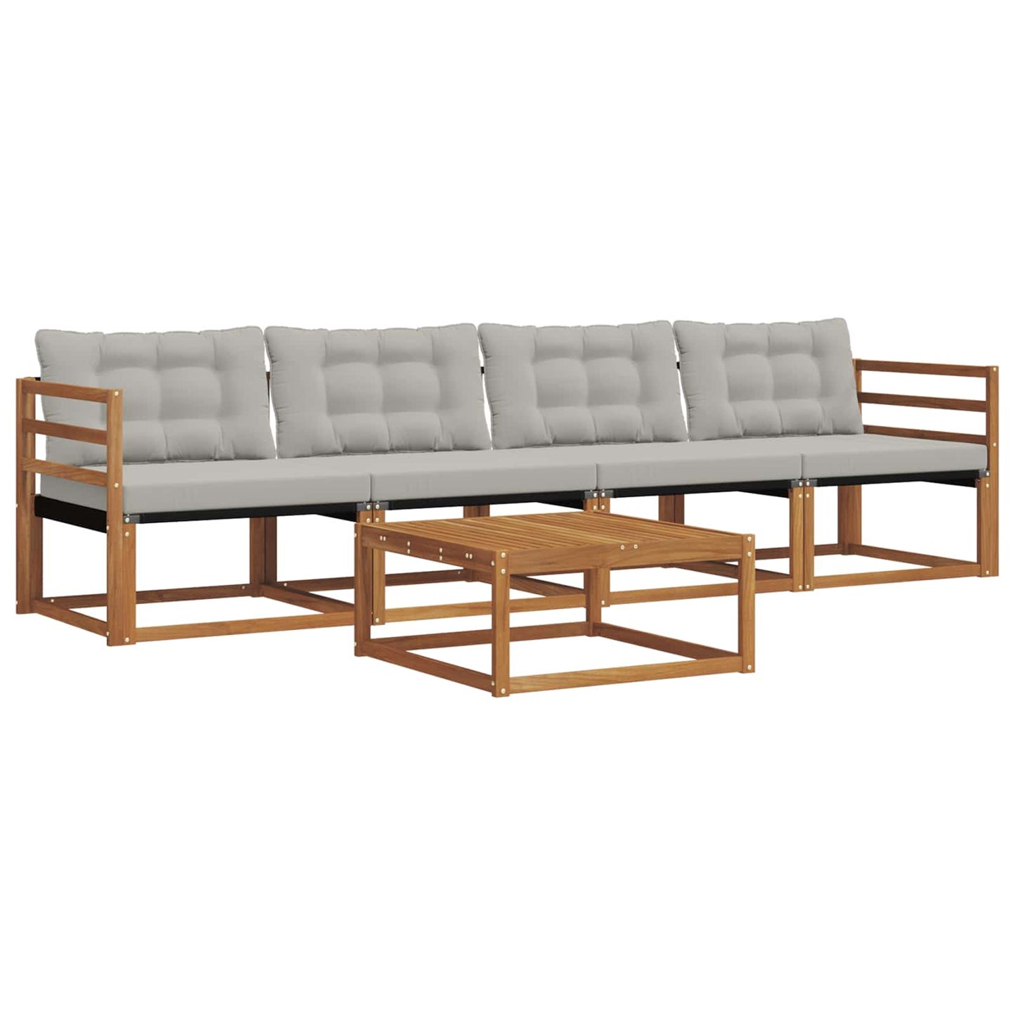 Set di divani da esterno 5 pcs Grigio Naturale e Chiaro | homemem39