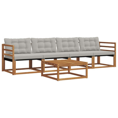 Set di divani da esterno 5 pcs Grigio Naturale e Chiaro