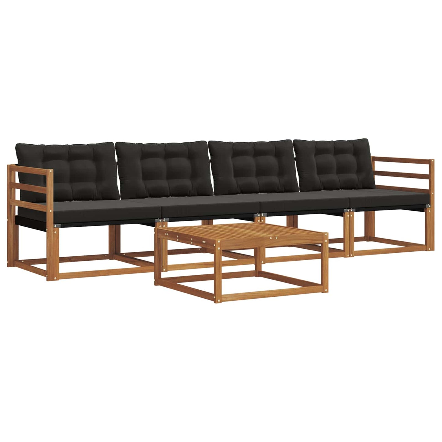 Set di divani da esterno con cuscino 5 pcs Naturale e Nero | homemem39