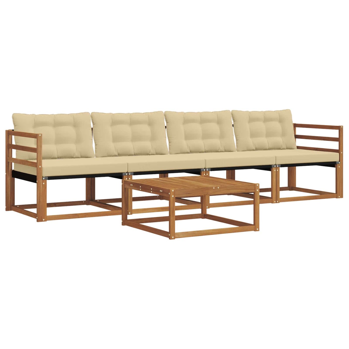 Set di divani da esterno con cuscino 5 pcs Naturale e Beige | homemem39