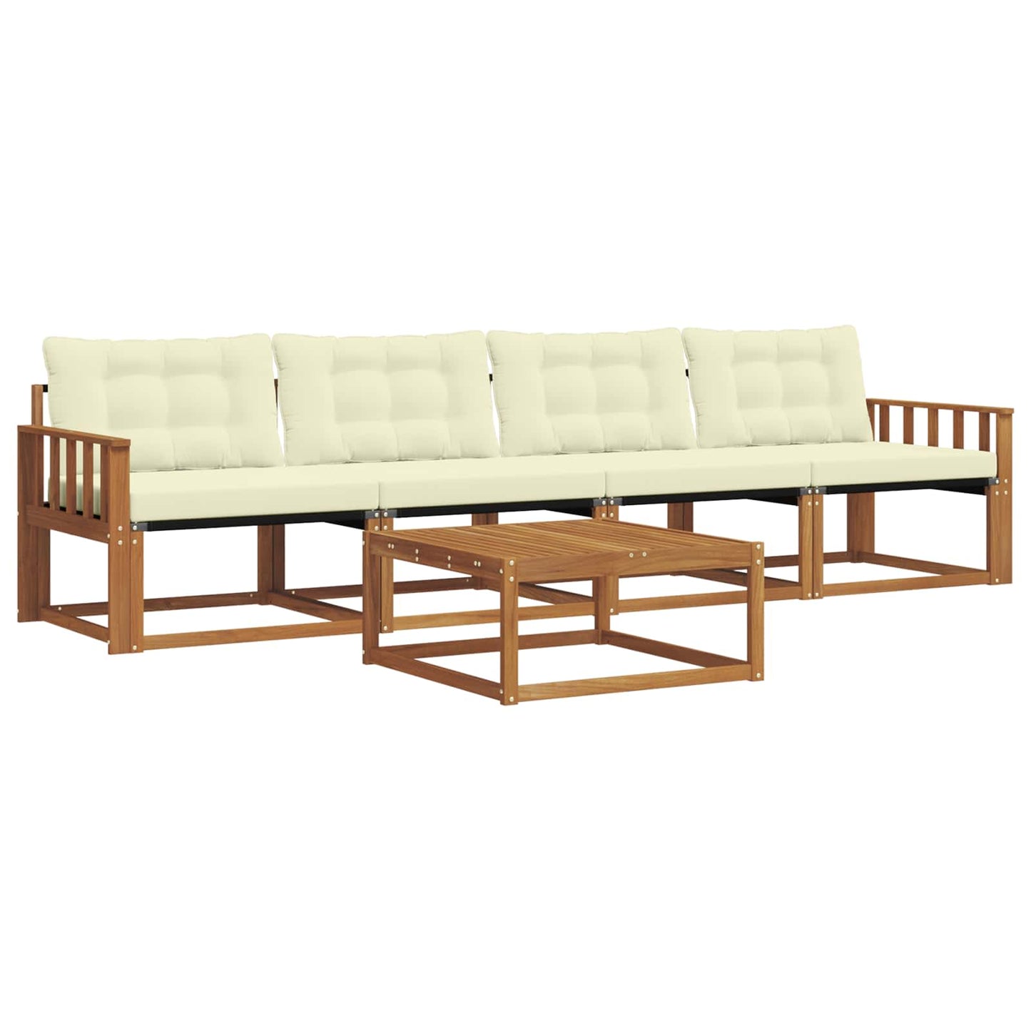 Set di divani da esterno con cuscino 5 pcs Naturale e Crema | homemem39