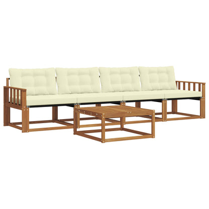 Set di divani da esterno con cuscino 5 pcs Naturale e Crema | homemem39