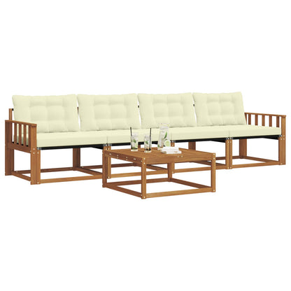 Set di divani da esterno con cuscino 5 pcs Naturale e Crema | homemem39