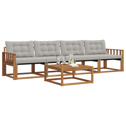 Set di divani da esterno 5 pcs Grigio Naturale e Chiaro | homemem39