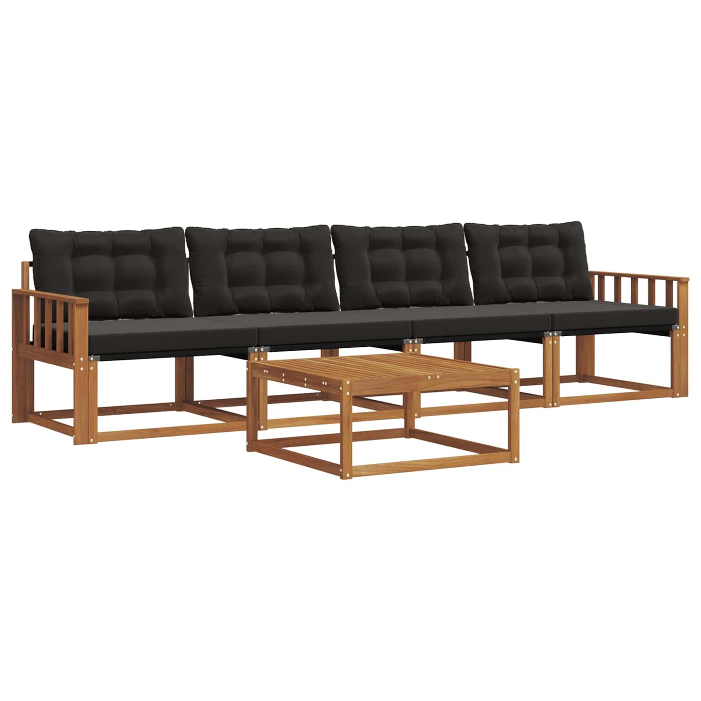 Set di divani da esterno con cuscino 5 pcs Naturale e Nero | homemem39