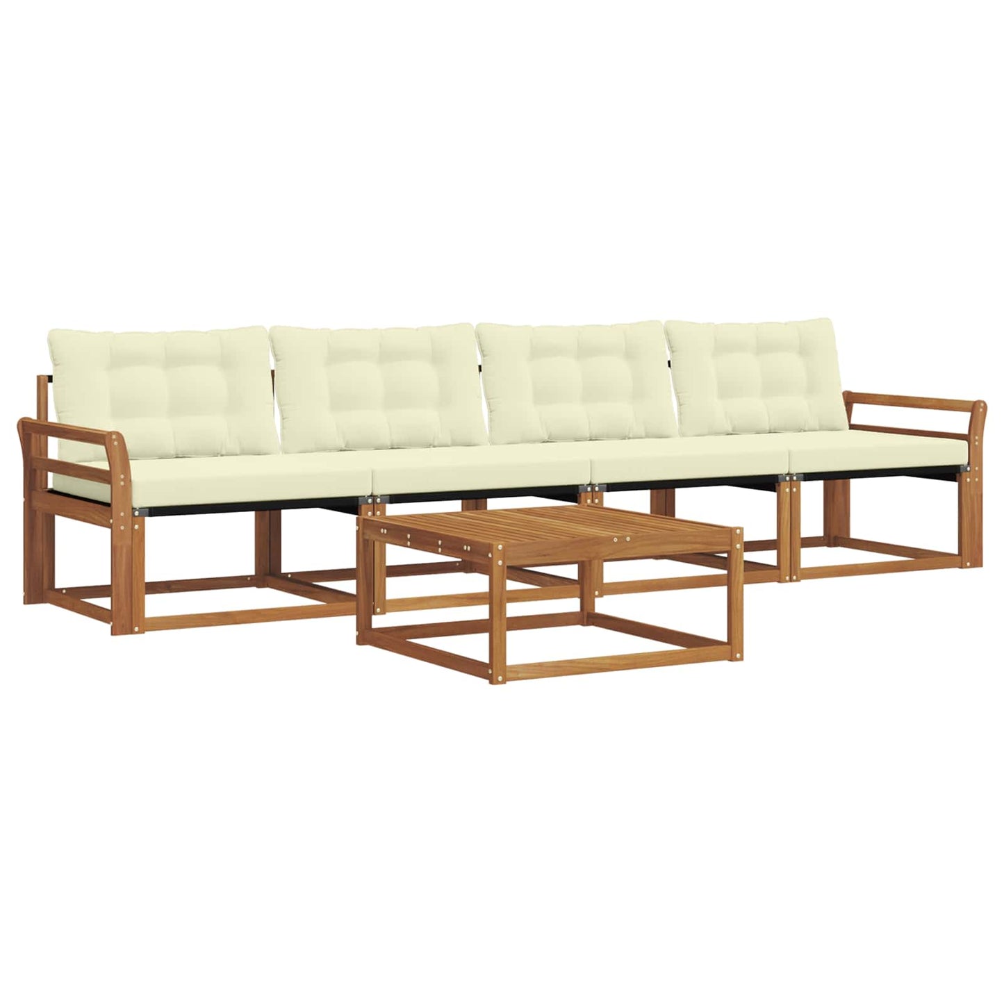 Set di divani da esterno con cuscino 5 pcs Naturale e Crema | homemem39
