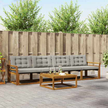 Set di divani da esterno 5 pcs Grigio Naturale e Chiaro