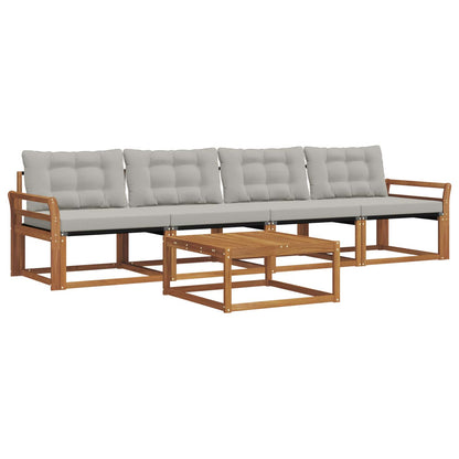 Set di divani da esterno 5 pcs Grigio Naturale e Chiaro | homemem39