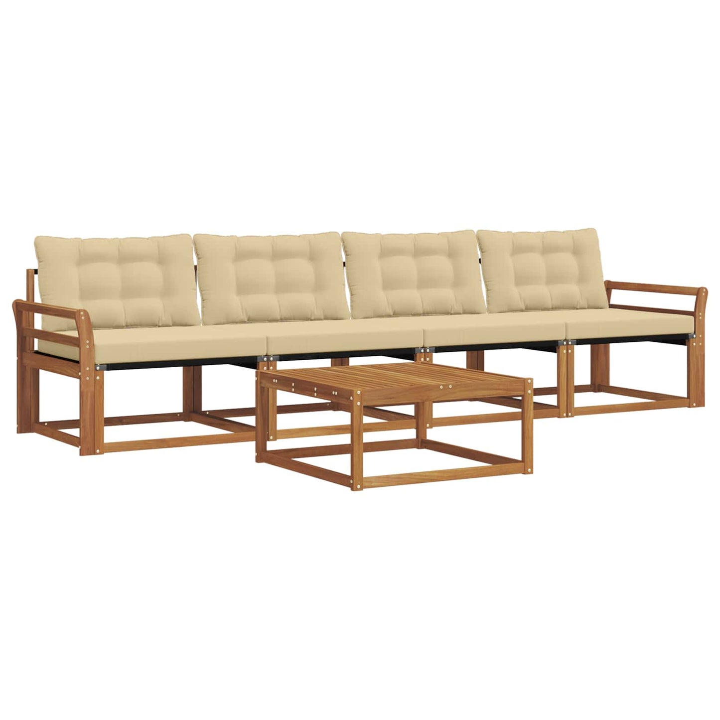 Set di divani da esterno con cuscino 5 pcs Naturale e Beige | homemem39