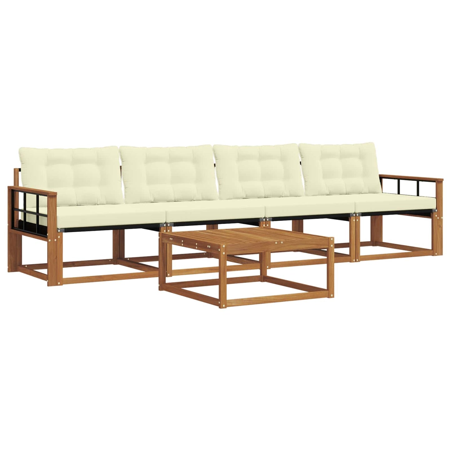 Set di divani da esterno con cuscino 5 pcs Naturale e Crema | homemem39