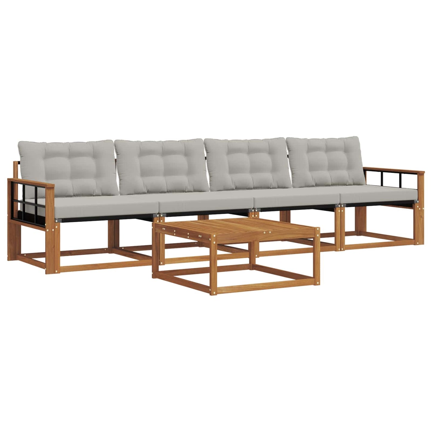 Set di divani da esterno 5 pcs Grigio Naturale e Chiaro | homemem39