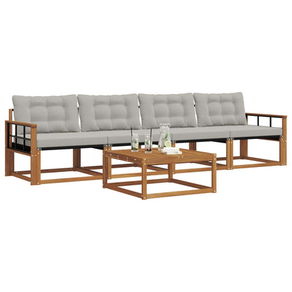 Set di divani da esterno 5 pcs Grigio Naturale e Chiaro | homemem39