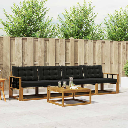 Set di divani da esterno con cuscino 5 pcs Naturale e Nero