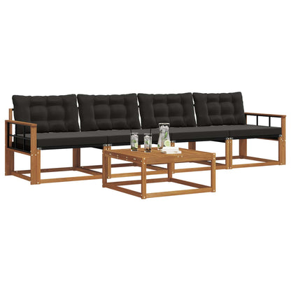 Set di divani da esterno con cuscino 5 pcs Naturale e Nero | homemem39