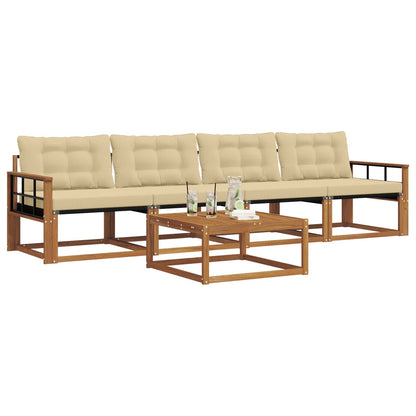 Set di divani da esterno con cuscino 5 pcs Naturale e Beige
