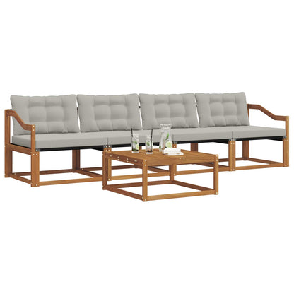 Set di divani da esterno 5 pcs Grigio Naturale e Chiaro | homemem39