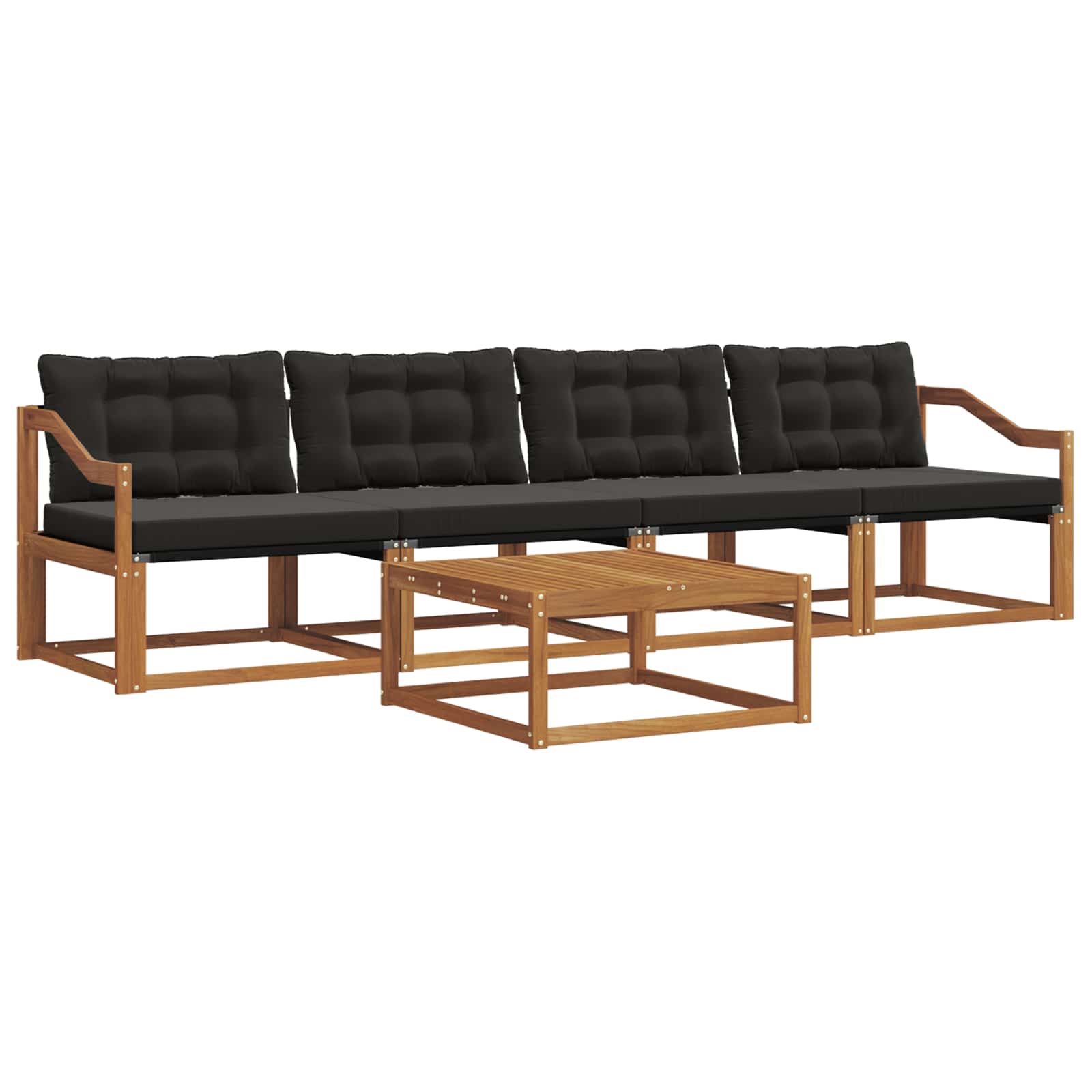 Set di divani da esterno con cuscino 5 pcs Naturale e Nero | homemem39