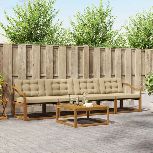 Set di divani da esterno con cuscino 5 pcs Naturale e Beige | homemem39