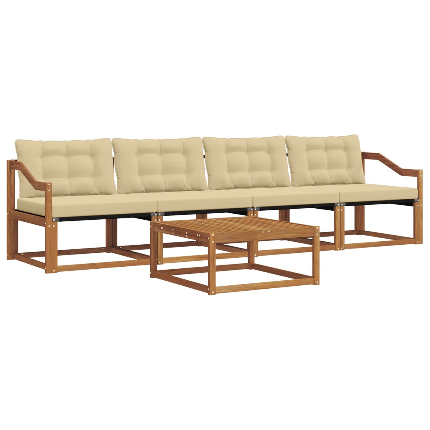Set di divani da esterno con cuscino 5 pcs Naturale e Beige | homemem39