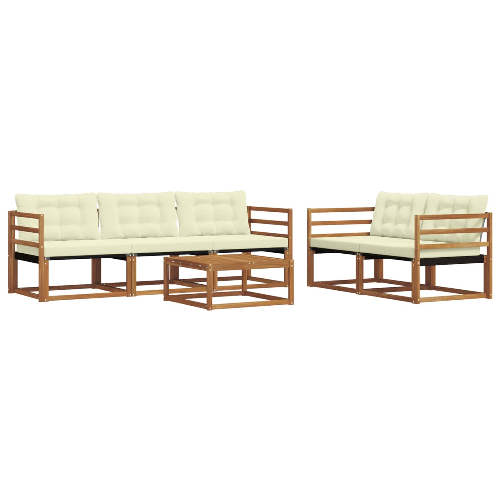 Set di divani da esterno con cuscino 6 pcs Naturale e Crema | homemem39