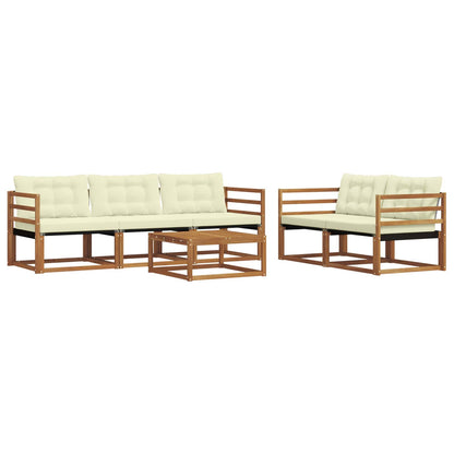 Set di divani da esterno con cuscino 6 pcs Naturale e Crema