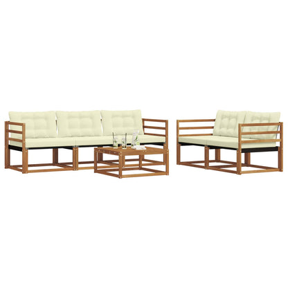 Set di divani da esterno con cuscino 6 pcs Naturale e Crema | homemem39
