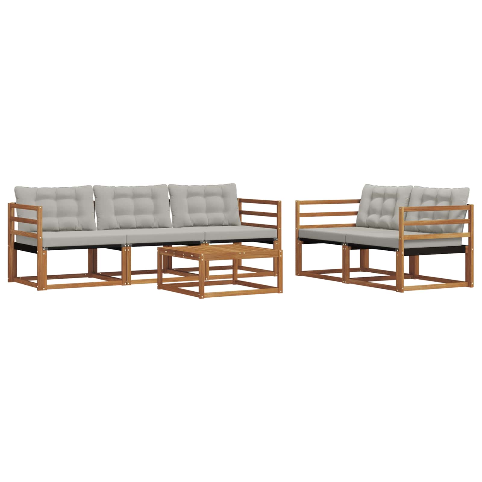 Set di divani da esterno 6 pcs Grigio Naturale e Chiaro | homemem39