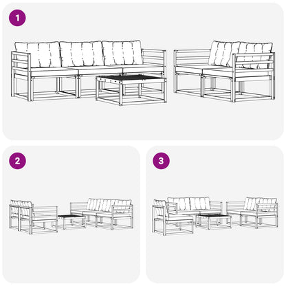 Set di divani da esterno 6 pcs Grigio Naturale e Chiaro | homemem39