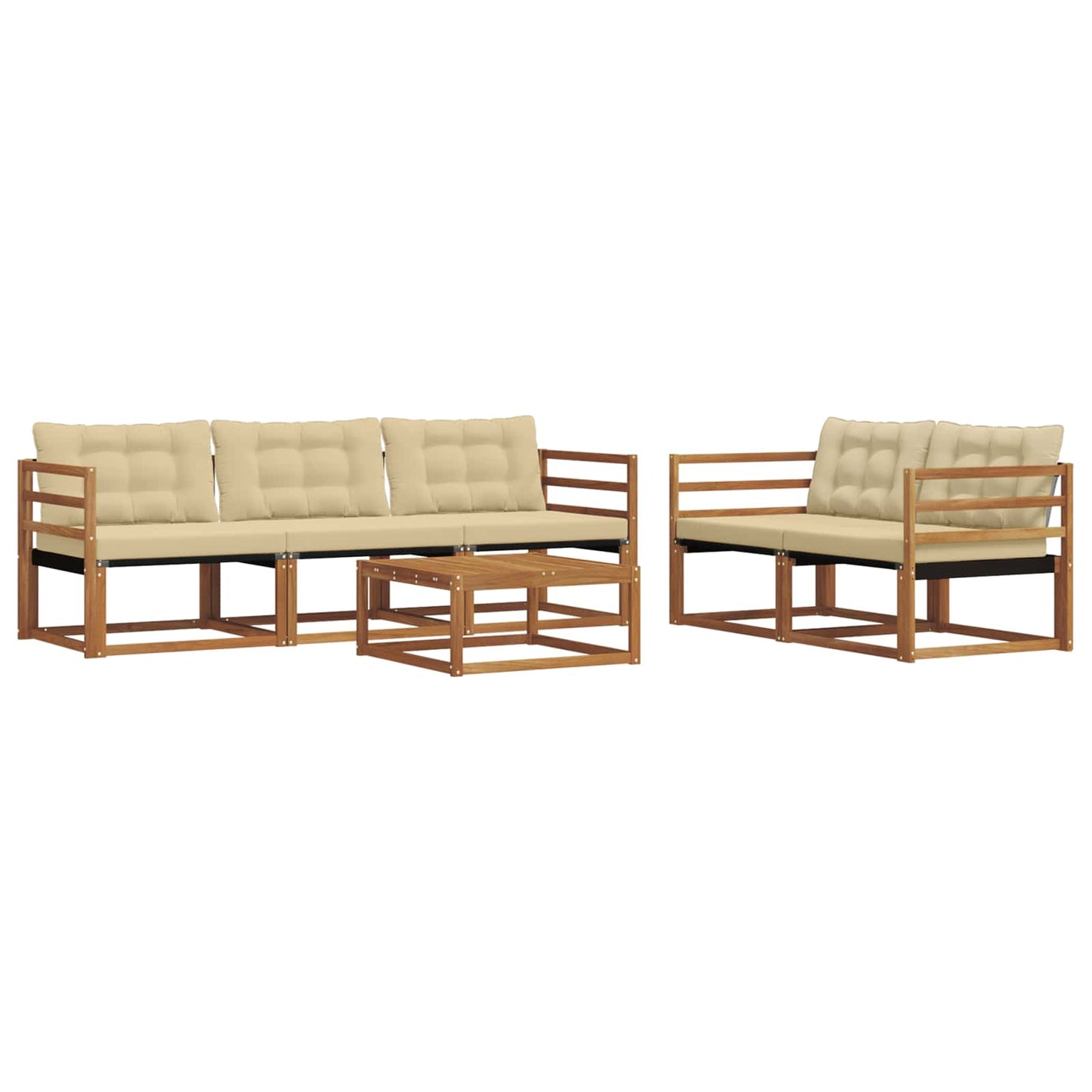 Set di divani da esterno con cuscino 6 pcs Naturale e Beige | homemem39