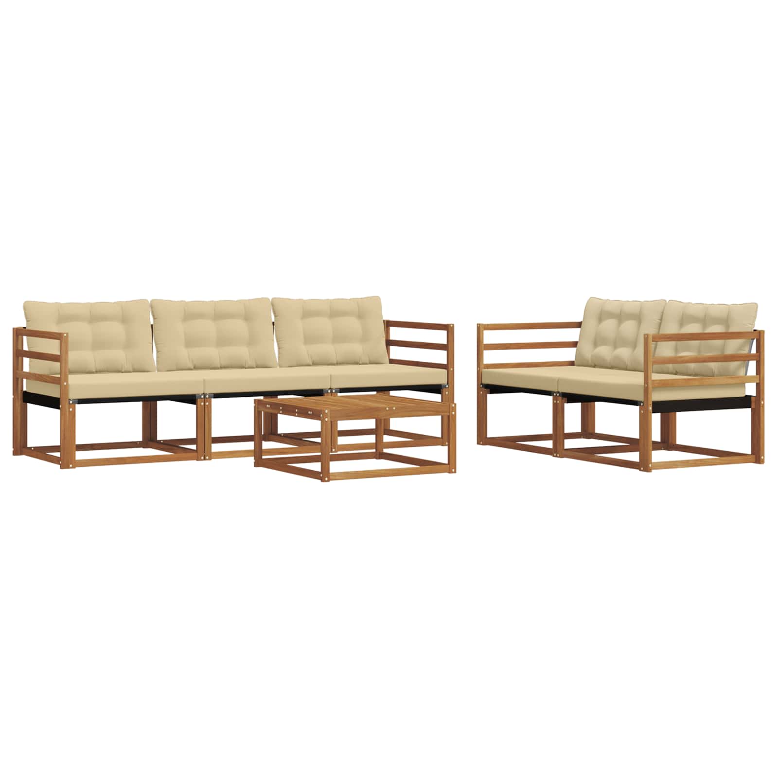 Set di divani da esterno con cuscino 6 pcs Naturale e Beige | homemem39
