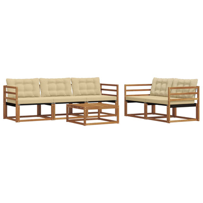 Set di divani da esterno con cuscino 6 pcs Naturale e Beige | homemem39