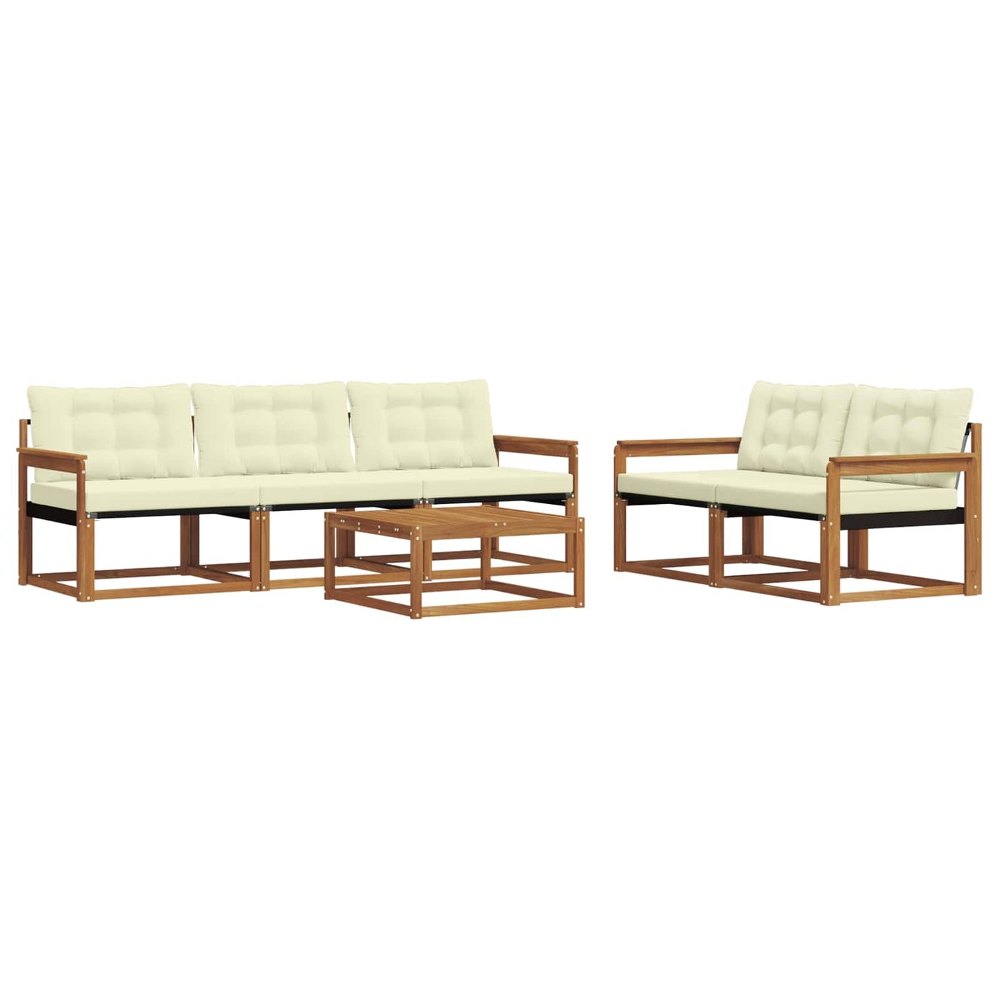 Set di divani da esterno con cuscino 6 pcs Naturale e Crema | homemem39