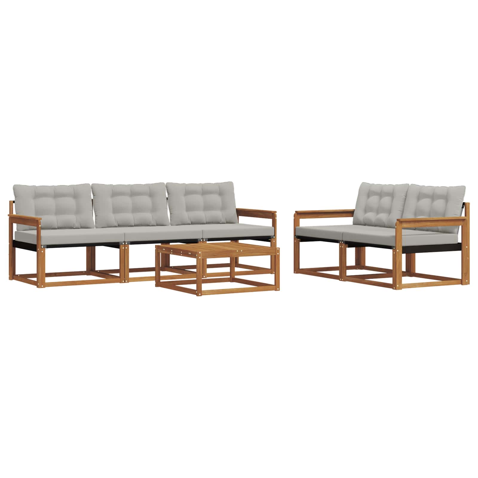 Set di divani da esterno 6 pcs Grigio Naturale e Chiaro | homemem39