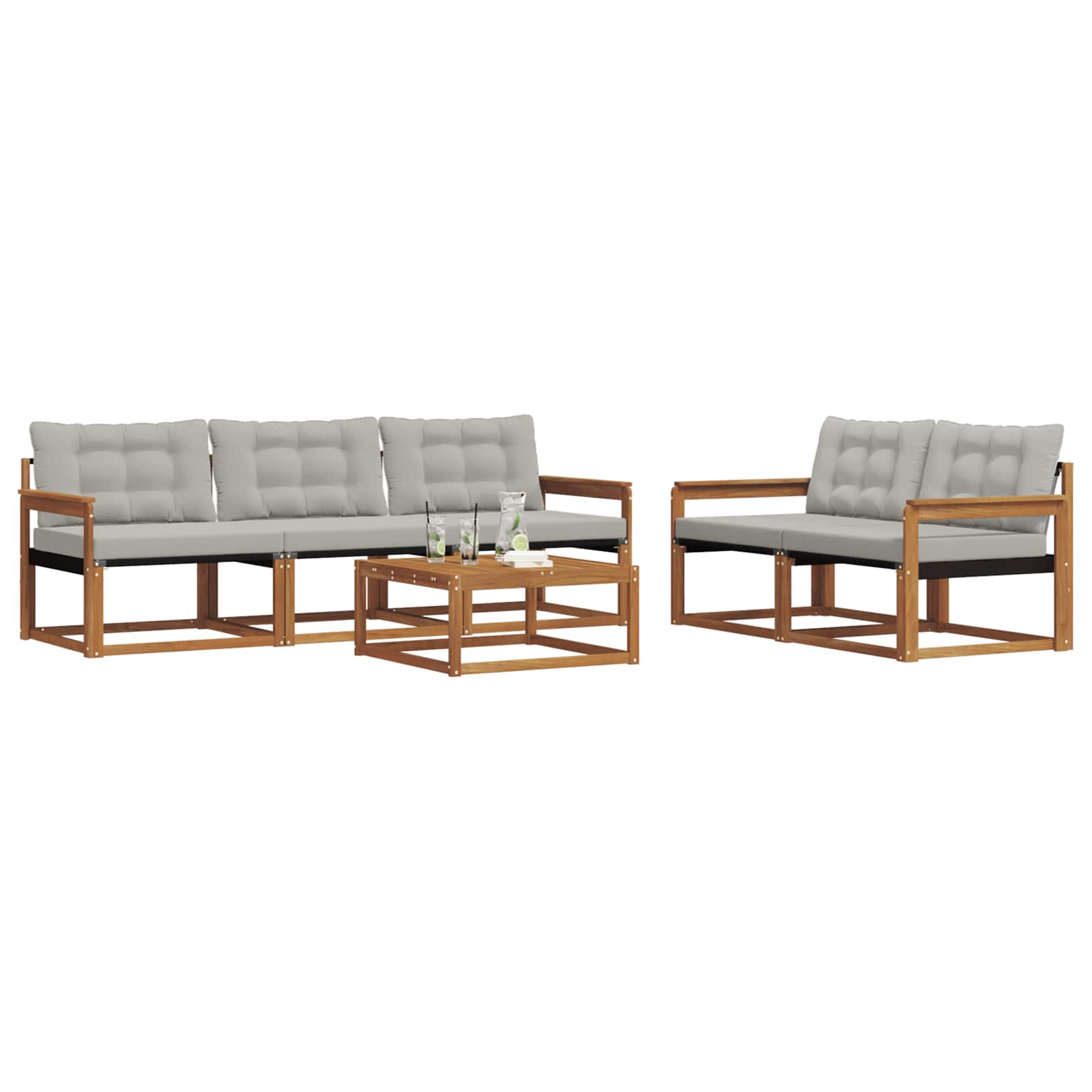Set di divani da esterno 6 pcs Grigio Naturale e Chiaro | homemem39