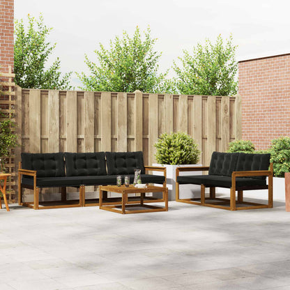 Set di divani da esterno con cuscino 6 pcs Naturale e Nero