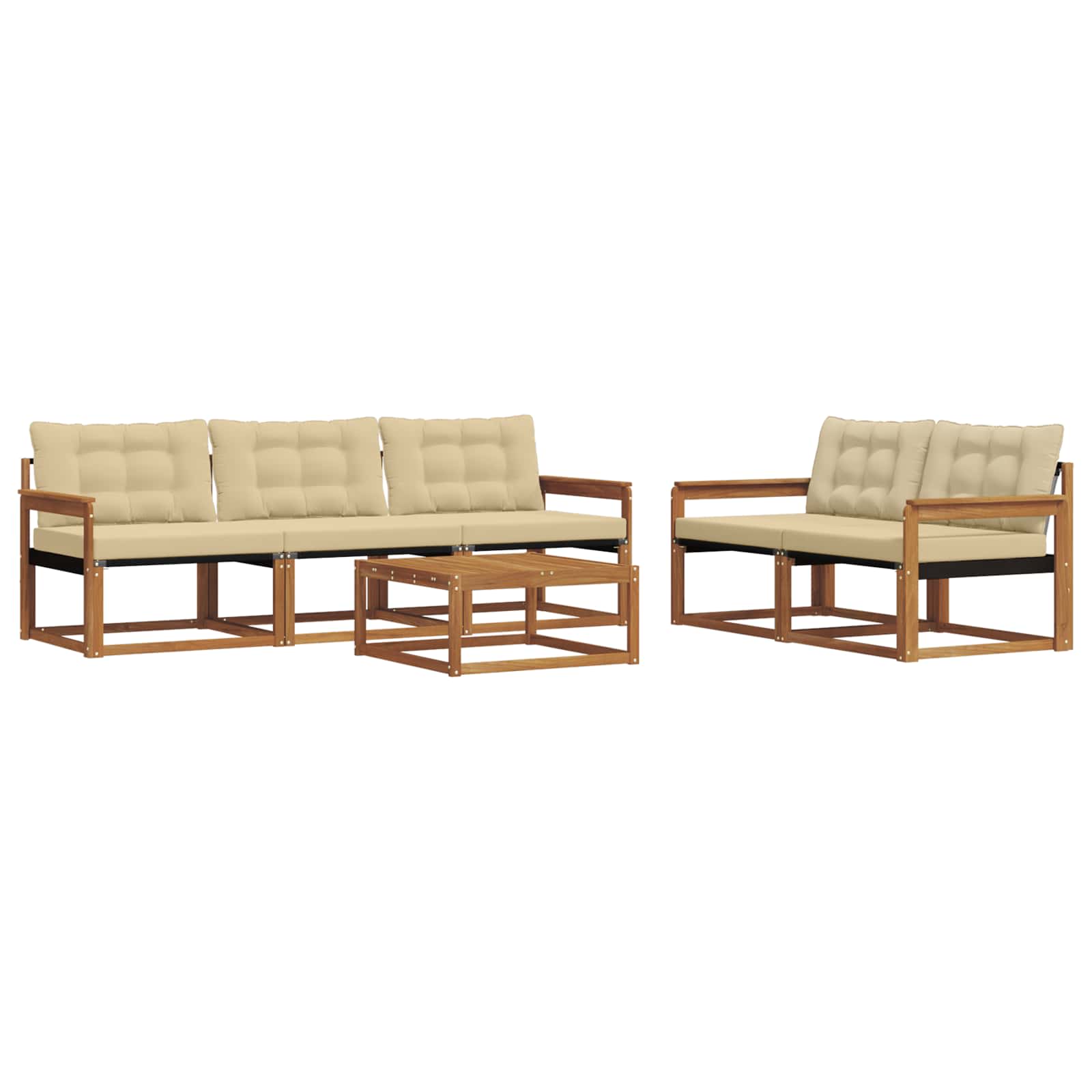 Set di divani da esterno con cuscino 6 pcs Naturale e Beige | homemem39
