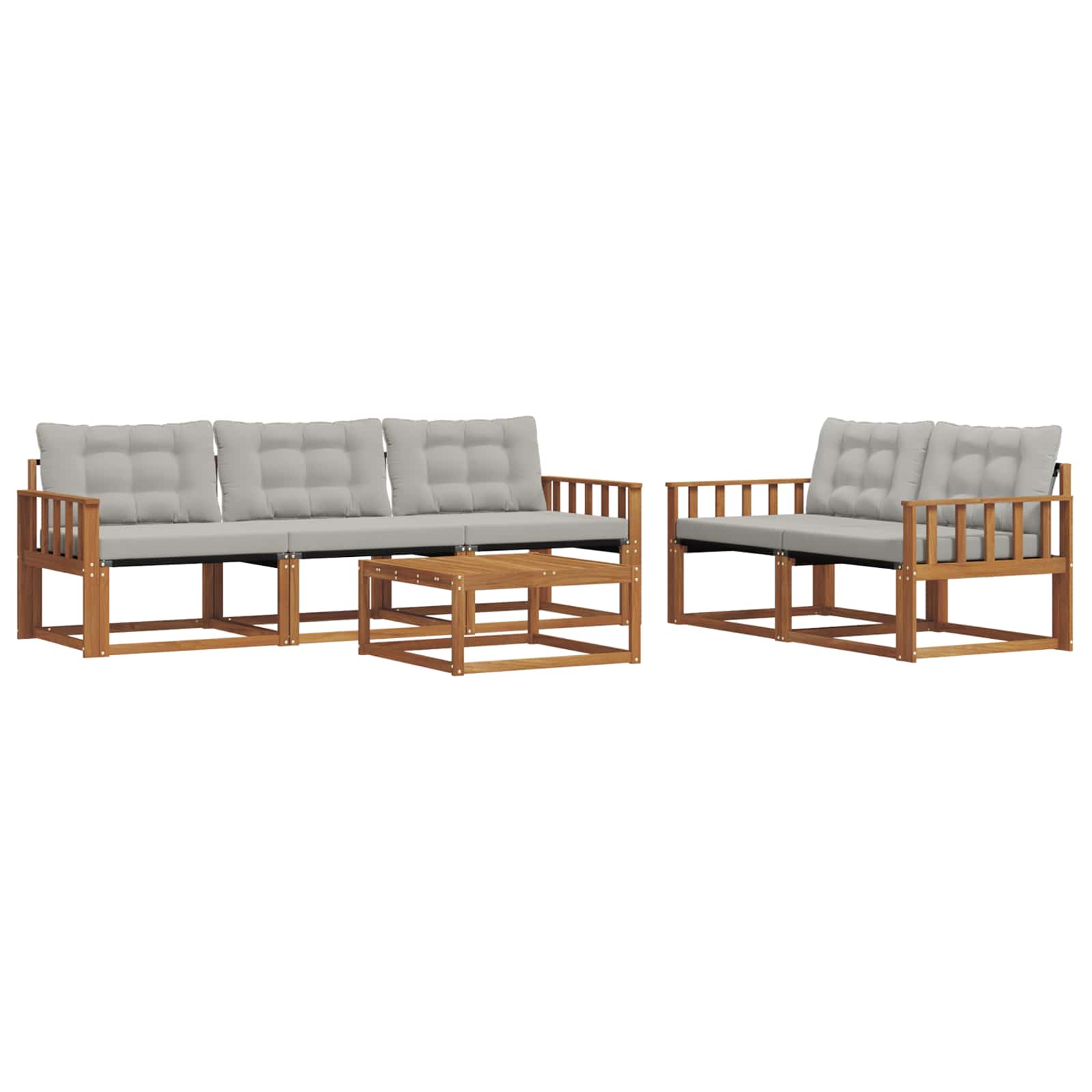 Set di divani da esterno 6 pcs Grigio Naturale e Chiaro | homemem39