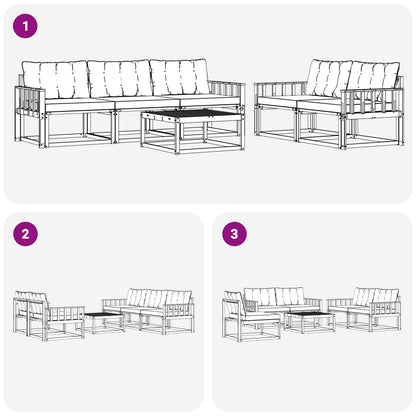 Set di divani da esterno 6 pcs Grigio Naturale e Chiaro | homemem39