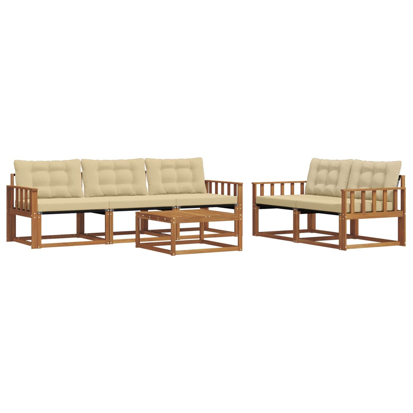 Set di divani da esterno con cuscino 6 pcs Naturale e Beige