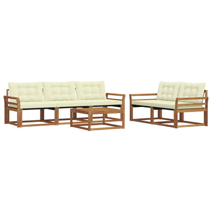 Set di divani da esterno con cuscino 6 pcs Naturale e Crema | homemem39