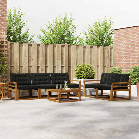 Set di divani da esterno con cuscino 6 pcs Naturale e Nero